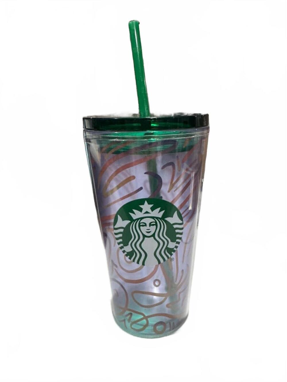 Starbucks Reusable Clear Tumbler with Green Straw